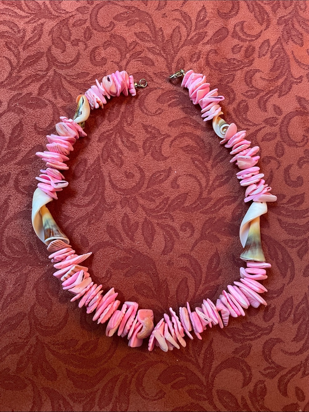 Necklace shell and coral Pink